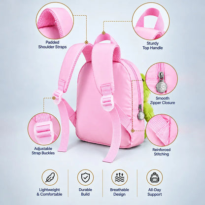 Pink & Blue Crocodile Toddler Backpack with Removable Soft Toy for Nursery & Playgroup