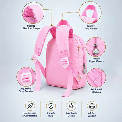 Pink & Blue Reindeer Toddler Backpack with Removable Soft Toy for Nursery & Playgroup