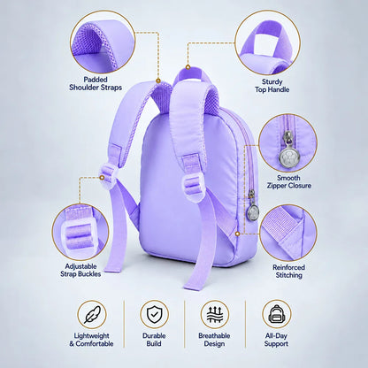 Purple & Pink Reindeer Toddler Backpack with Removable Soft Toy for Nursery & Playgroup