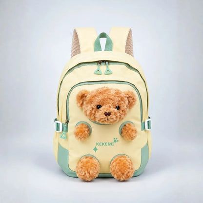 Yellow & Brown Teddy Toddler Backpack with Removable Soft Toy for Nursery & Playgroup
