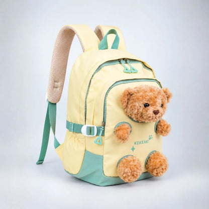 Yellow & Brown Teddy Toddler Backpack with Removable Soft Toy for Nursery & Playgroup
