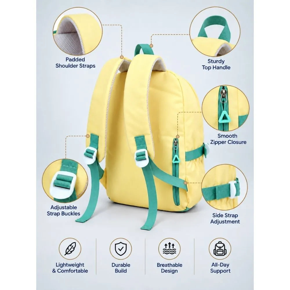 Yellow & Brown Teddy Toddler Backpack with Removable Soft Toy for Nursery & Playgroup