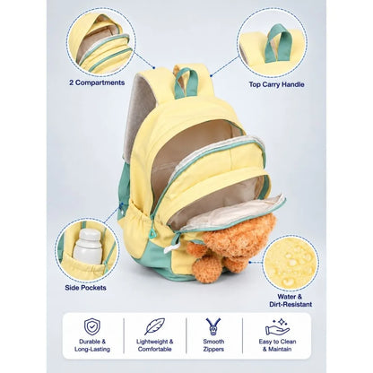 Yellow & Brown Teddy Toddler Backpack with Removable Soft Toy for Nursery & Playgroup