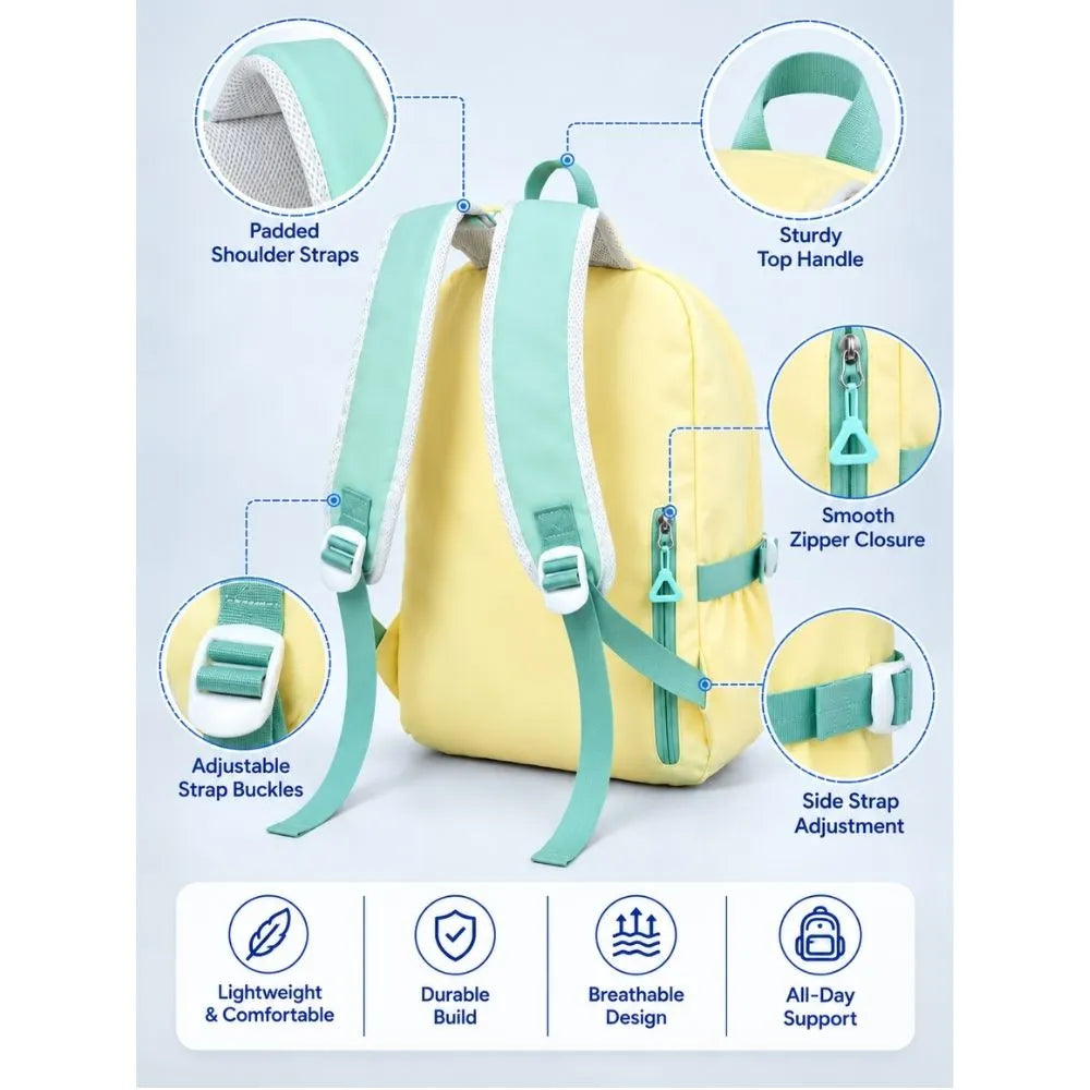 Yellow & White Teddy Toddler Backpack with Removable Soft Toy for Nursery & Playgroup