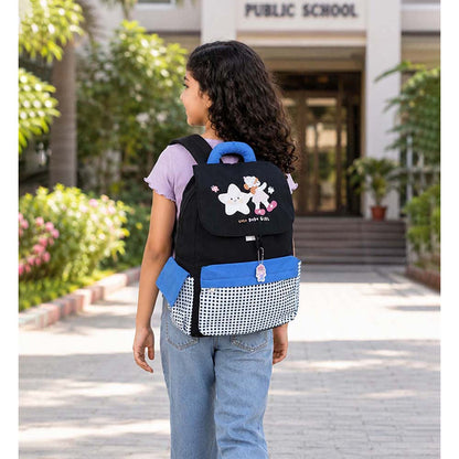 Black Gingham Girl Star Backpack with Keychain for Kids & Teens