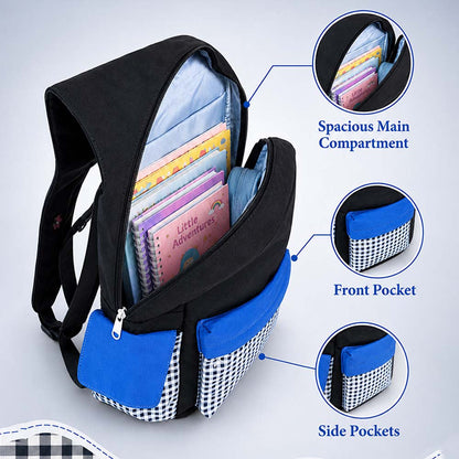 Black Gingham Girl Star Backpack with Keychain for Kids & Teens