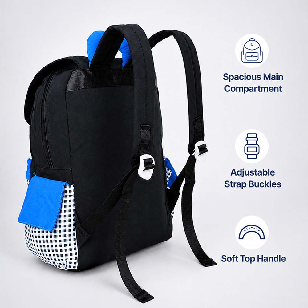 Black Gingham Girl Star Backpack with Keychain for Kids & Teens