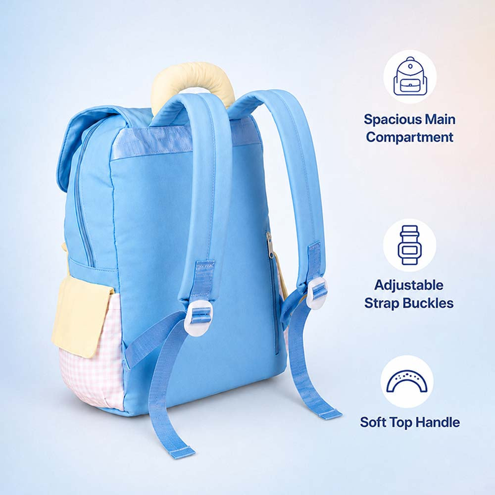 Blue Gingham Girl Star Backpack with Keychain for Kids & Teens