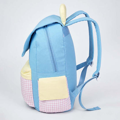 Blue Gingham Girl Star Backpack with Keychain for Kids & Teens
