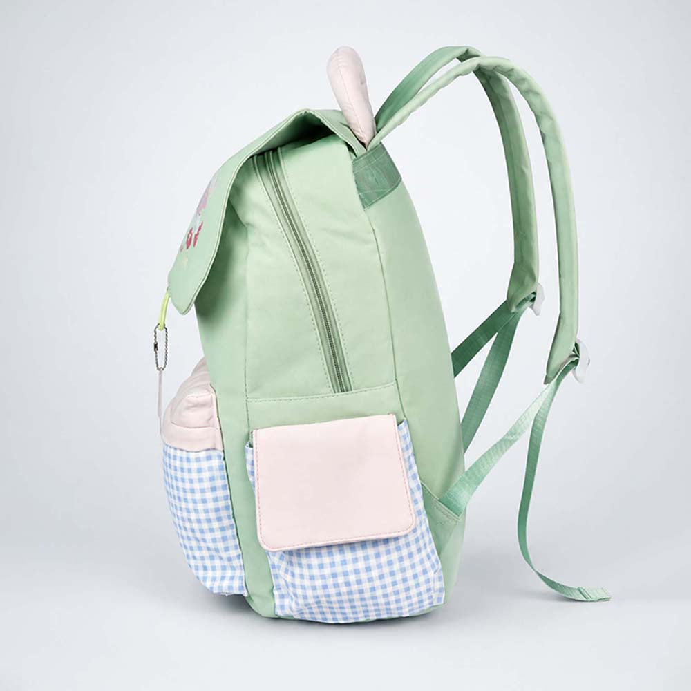 Green Gingham Girl Star Backpack with Keychain for Kids & Teens