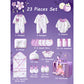 23 pcs Fairy Bow Newborn Baby Girl Gift Box set, All Season Wear Hamper with luxury designed Storage Cane Basket (0-12