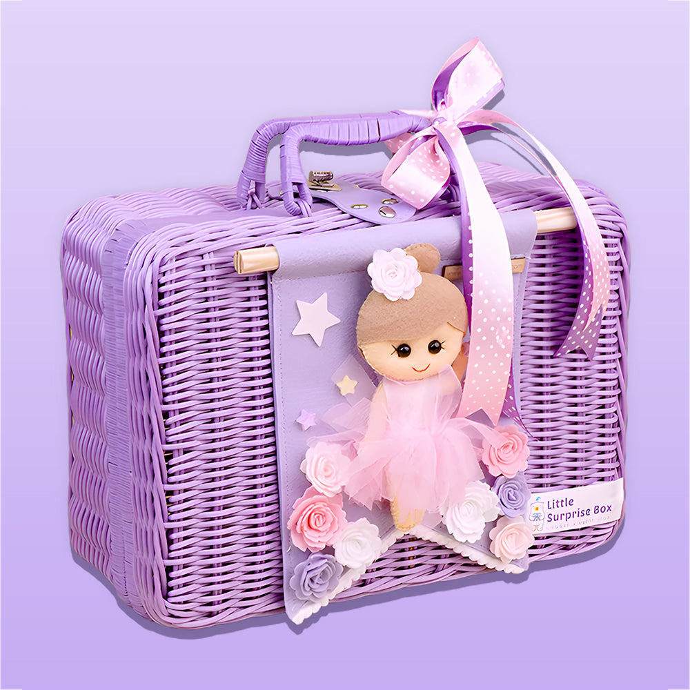 23 pcs Fairy Bow Newborn Baby Girl Gift Box set, All Season Wear Hamper with luxury designed Storage Cane Basket (0-12