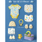 13 pcs Purple Monkey soft satin pouch Newborn Hamper /Gift Box for Baby, 0-6 months - Little Surprise Box