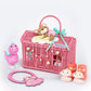 19 pcs, Pink Teddy Home cane basket themed Newborn Baby Girl, All Season wear,Gift Hamper set, 0-6 months - Little Surprise