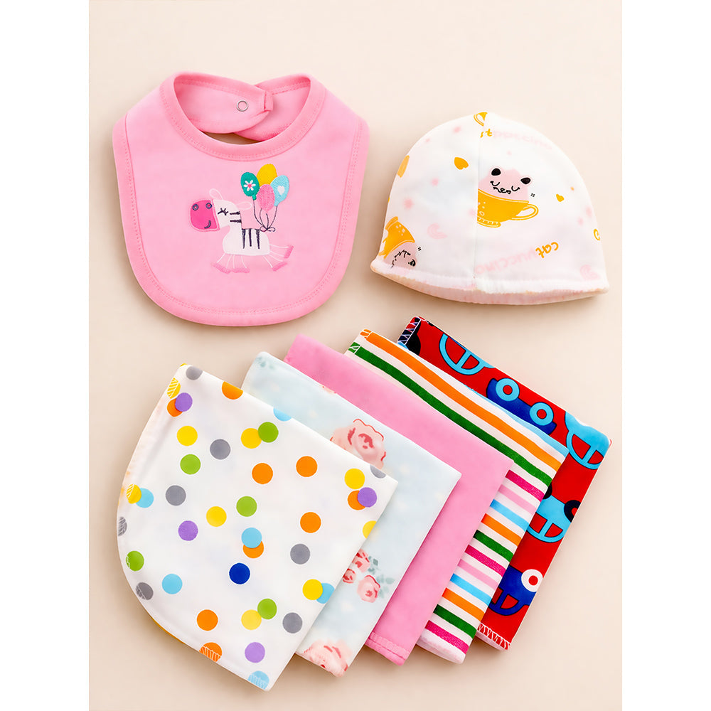 19 pcs, Pink Teddy Home cane basket themed Newborn Baby Girl, All Season wear,Gift Hamper set, 0-6 months - Little Surprise