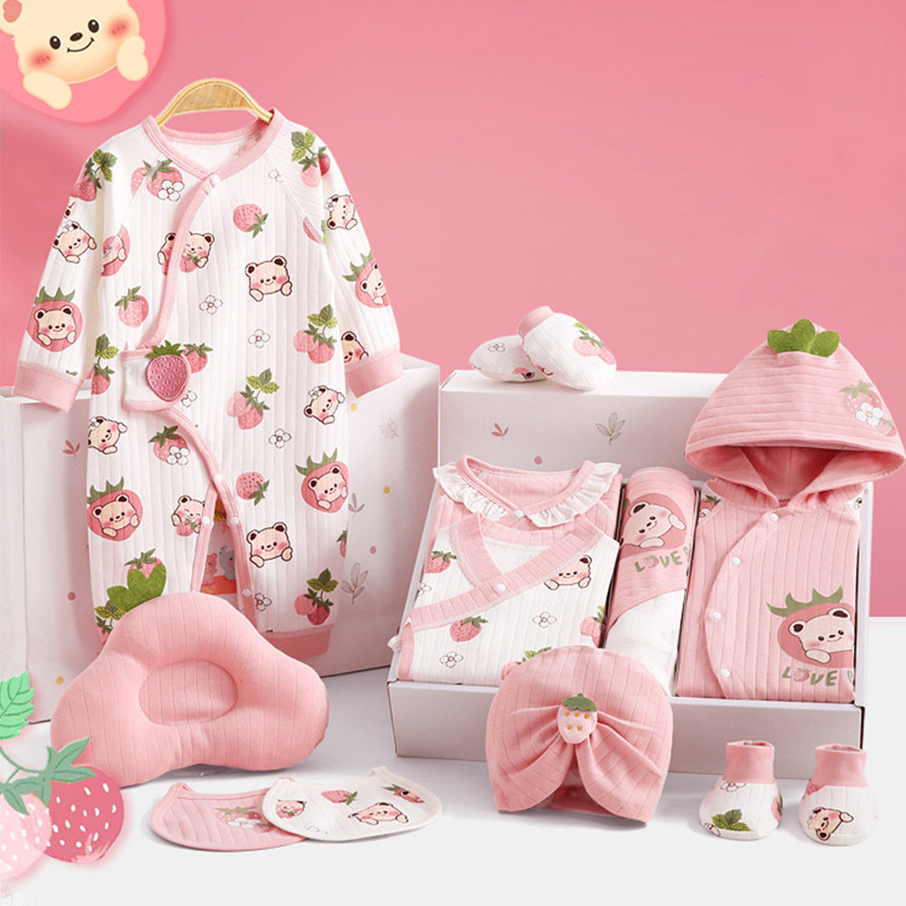 20 pcs Pinkberry Ted Newborn Baby Girl Gift Box, All Season Wear Hamper, (0-12 months) - Little Surprise Box