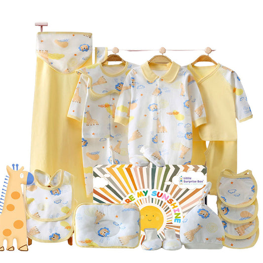 20 pcs Yellow Animal Kingdom Newborn Baby Girl/ Boy Gift Box, all season wear Hamper, (0 - 12 months) - Little Surprise Box