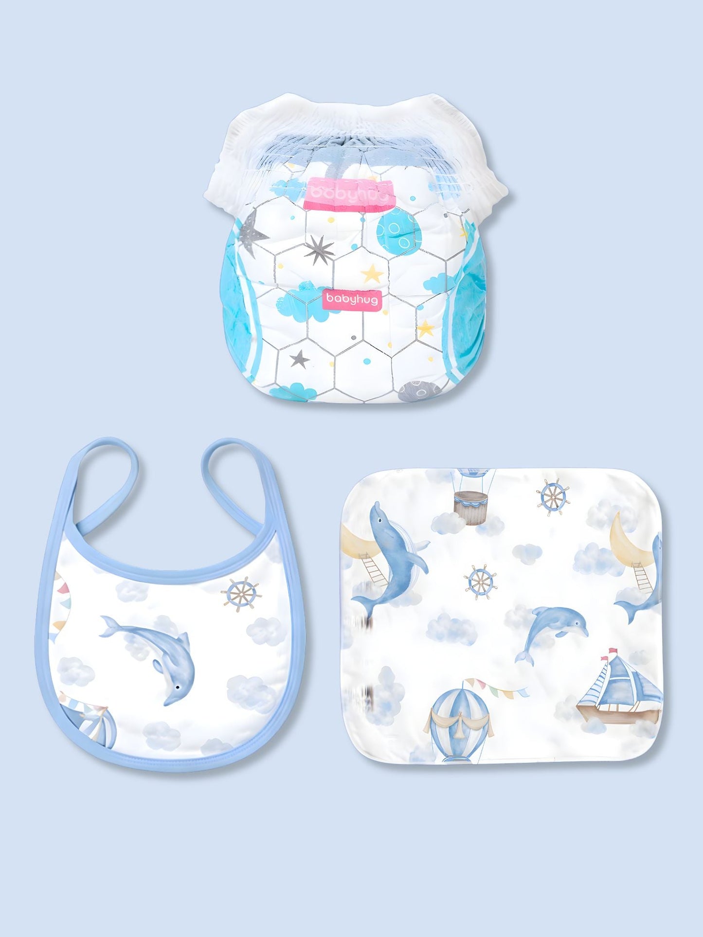 21 pcs Nautical Wooden Treasure Chest Gift hamper for a newborn baby, Giftset for a baby, 0-12 months - Little Surprise Box