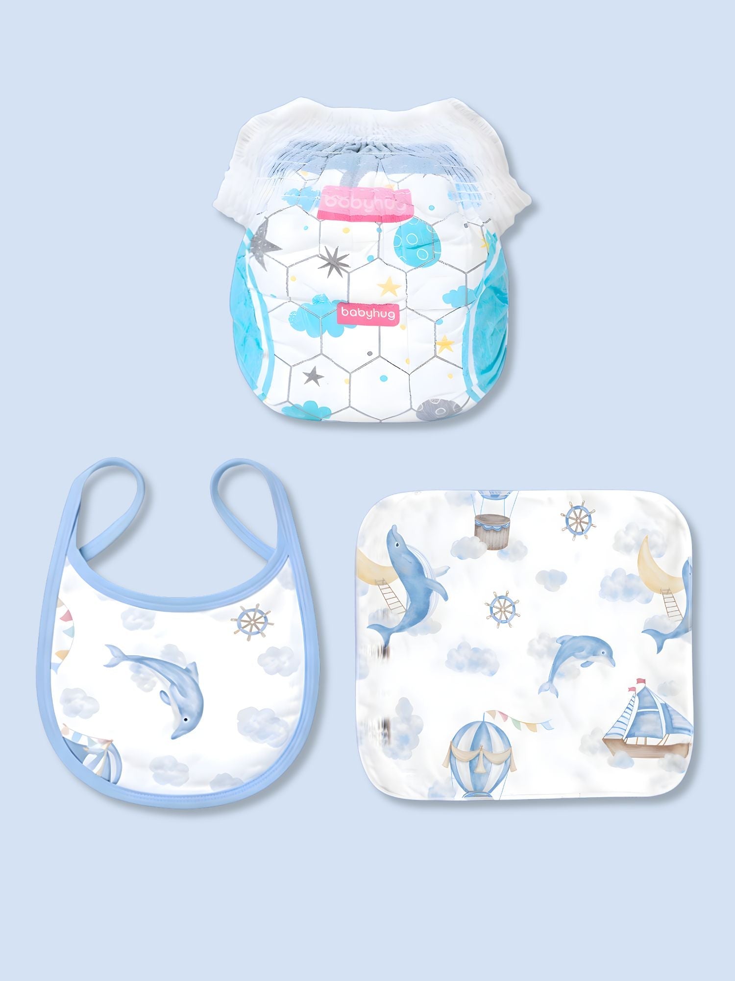 21 pcs Nautical Wooden Treasure Chest Gift hamper for a newborn baby, Giftset for a baby, 0-12 months - Little Surprise Box