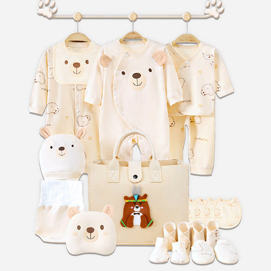 21pcs Woodland Bear Totebag Hamper for Newborn Baby Boy / Baby Girl, Giftset for Baby, All Season wear, 0-12 months -