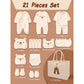 21pcs Woodland Bear Totebag Hamper for Newborn Baby Boy / Baby Girl, Giftset for Baby, All Season wear, 0-12 months -