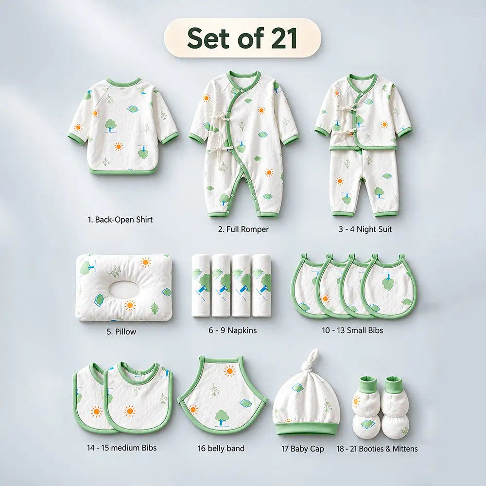 21 pcs Little Tree Newborn Baby Girl/Boy Gift Box – All-Season Gift Hamper(0–6 Months)
