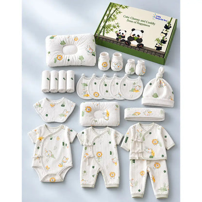 21 pcs White Safari Animals Newborn Baby Girl/Boy Gift Box – All-Season Gift Hamper(0–6 Months)