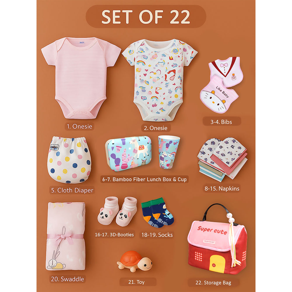 22pcs Super cute Black Pink Home Newborn Hamper /Gift Box for Baby, 0-6 months - Little Surprise Box