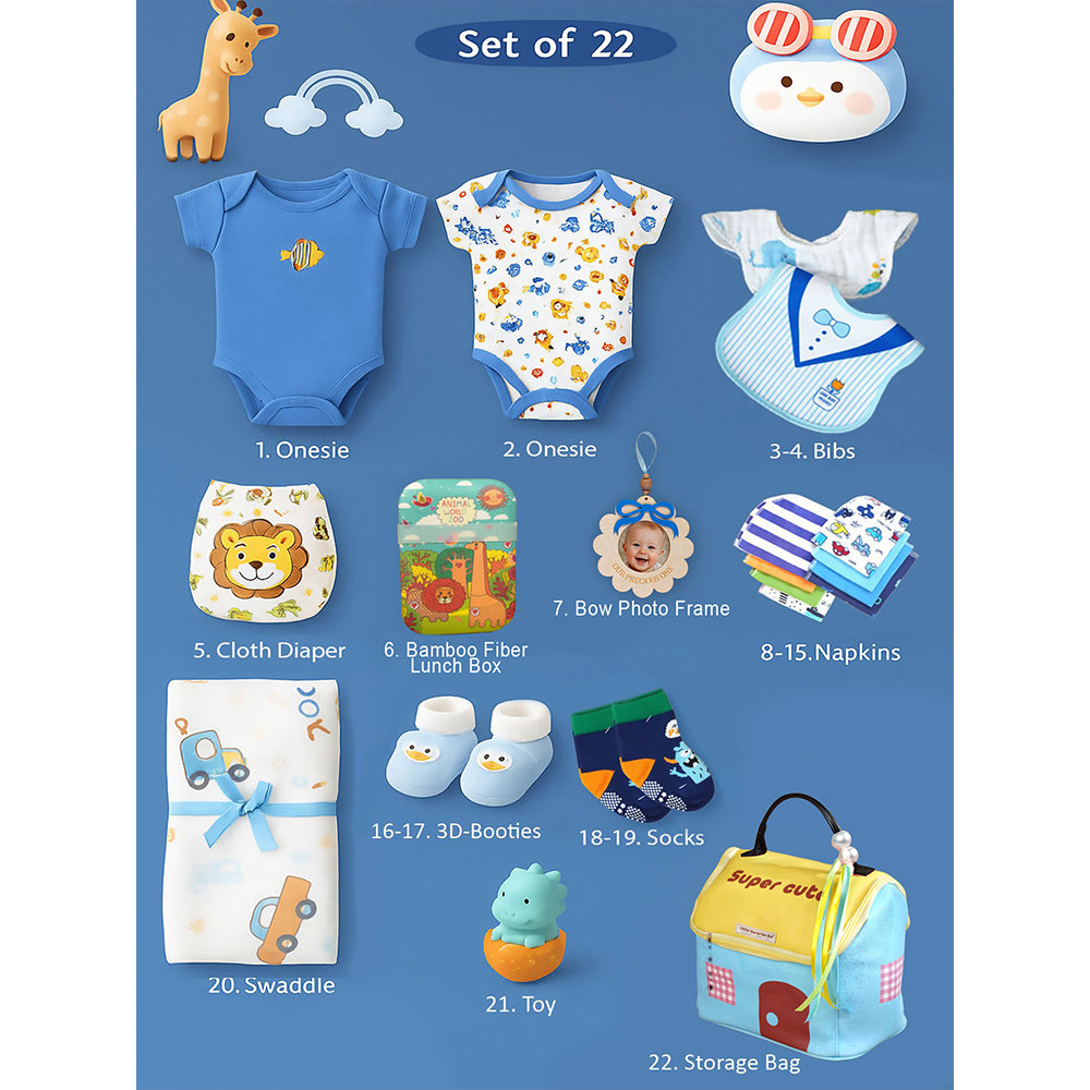 22pcs Super cute Blue Home Newborn Hamper /Gift Box for Baby, 0-6 months - Little Surprise Box