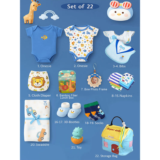 22pcs Super cute Blue Home Newborn Hamper /Gift Box for Baby, 0-6 months - Little Surprise Box