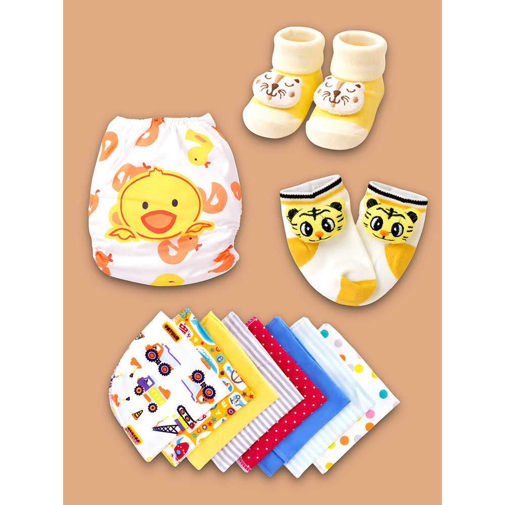 22pcs Super cute Green & Purple Neutral Gender Home Newborn Hamper/Gift Box for Baby, 0-6 months - Little Surprise Box