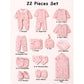 Newborn Baby Boy/Baby Girl 22pcs Gift Box, Peach (0 - 12 Months) - Little Surprise Box