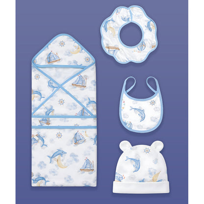 23 pcs Nautical Big Wooden Boat, Gift hamper for a newborn baby, Giftset for a baby, 0-12 months - Little Surprise Box