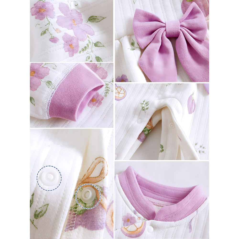 23pcs Purple Bow Newborn Baby Girl Gift Box, All Season Wear Hamper with Suitcase, (0-12 months) - Little Surprise Box