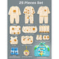 25 pcs Beige Bear Hamper for Newborn Boy/Girl, All Season wear hamper with luxury designed blue storage cane basket 0-12