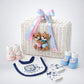 25 pcs, Twin Boy & Girl White cane basket themed Newborn Baby Boy, All Season wear,Gift Hamper set, 0-6 months - Little