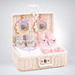 25 pcs, Twin Girls White cane basket themed Newborn Baby Boy, All Season wear,Gift Hamper set, 0-6 months - Little Surprise