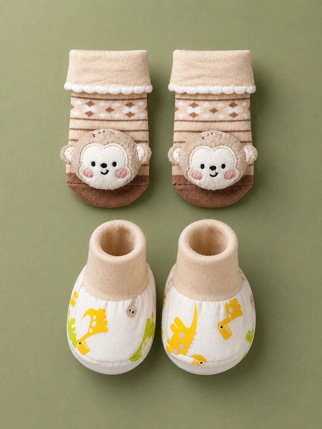 9 Pcs Beige Animal Print Newborn Baby Gift Hamper (0-6 Months)