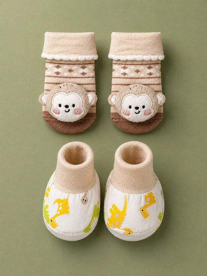 9 Pcs Beige Animal Print Newborn Baby Gift Hamper (0-6 Months)