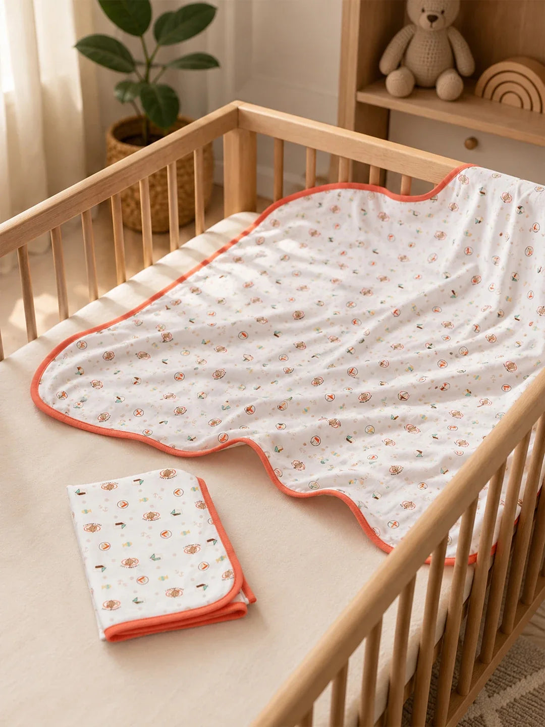 9 Pcs Peach Fish Print Newborn Baby Gift Hamper (0-6 Months)