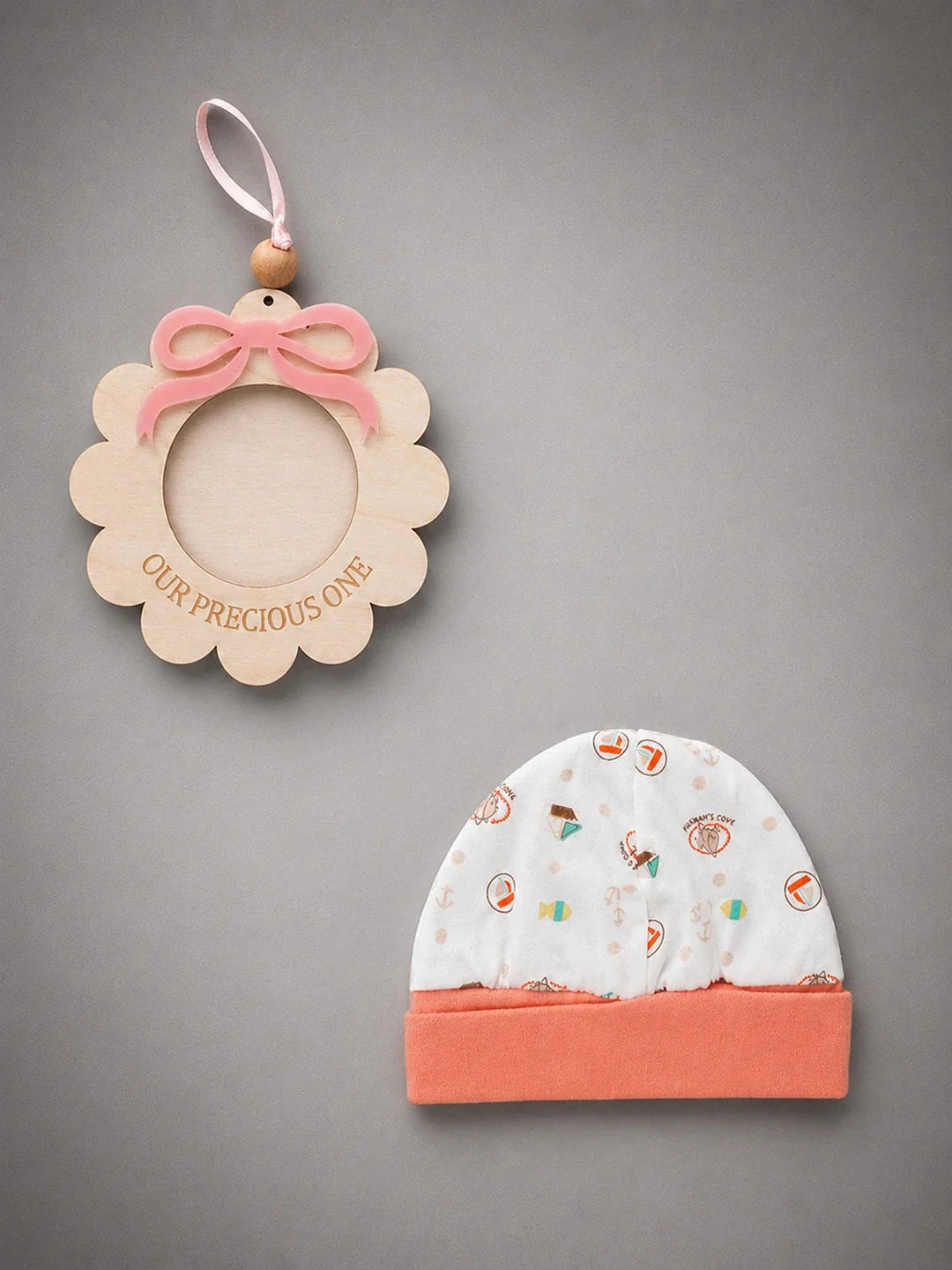 9 Pcs Peach Fish Print Newborn Baby Gift Hamper (0-6 Months)