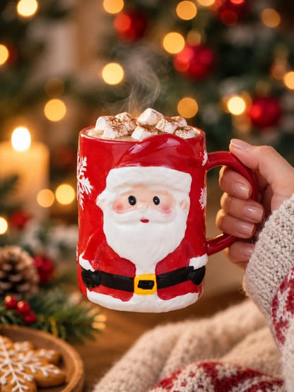 Classic 3D Santa with Sack Ceramic Hot Chocolate and Coffee Christmas Mug
