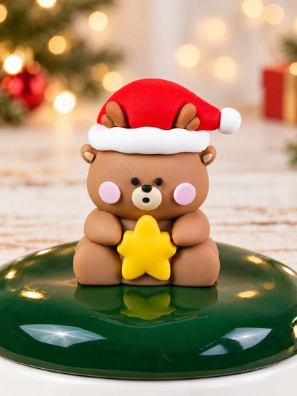 Bear & Star 3D Lid Ceramic Hot Chocolate and Coffee Christmas Mug