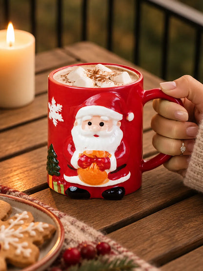 3D Santa with Sack Ceramic Hot Chocolate and Coffee Christmas Mug