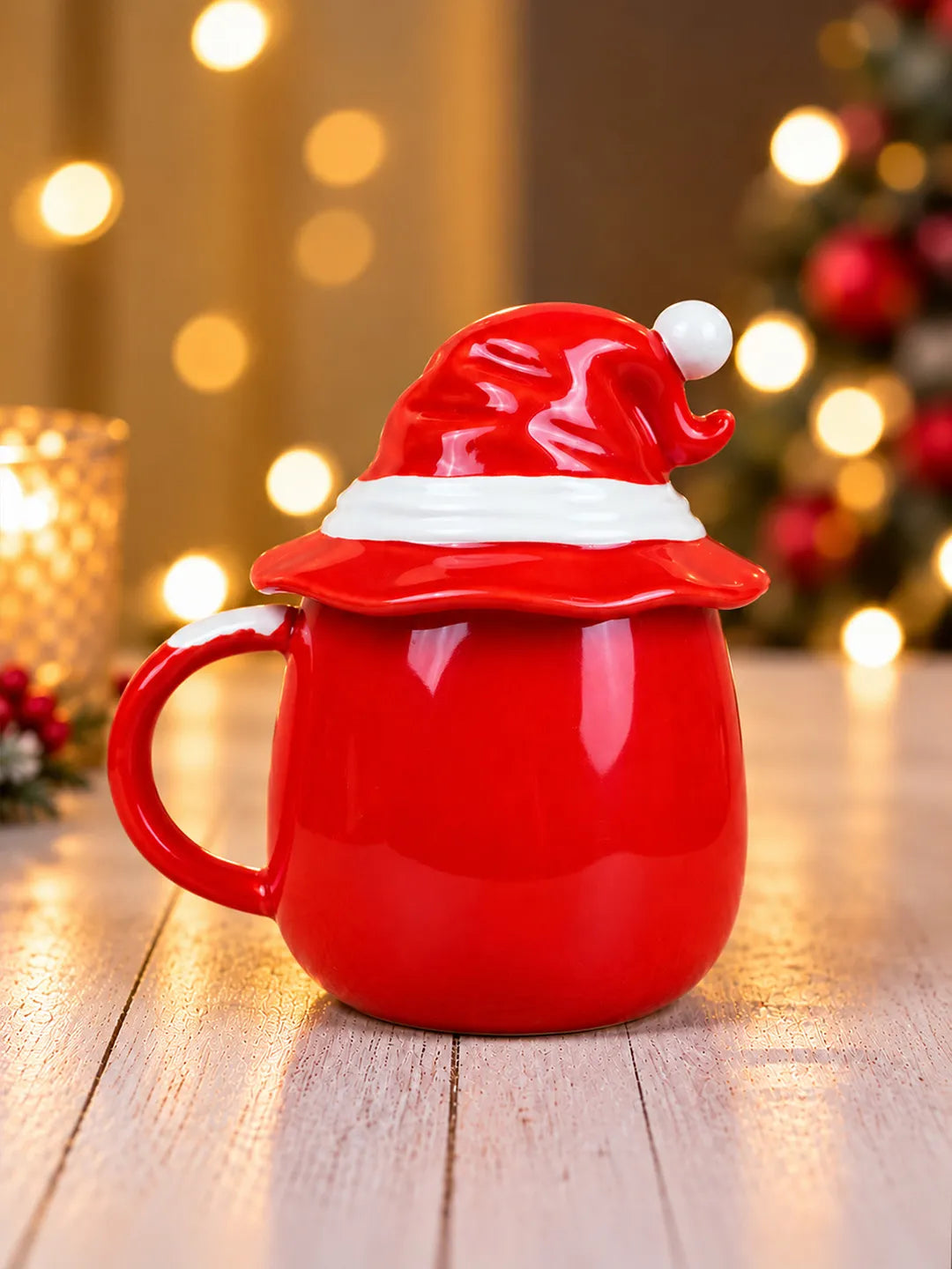 Pointed Hat Surprised Santa Ceramic Hot Chocolate and Coffee Christmas Mug