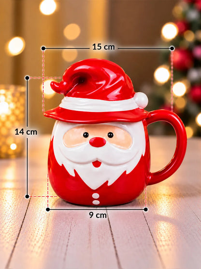 Pointed Hat Surprised Santa Ceramic Hot Chocolate and Coffee Christmas Mug