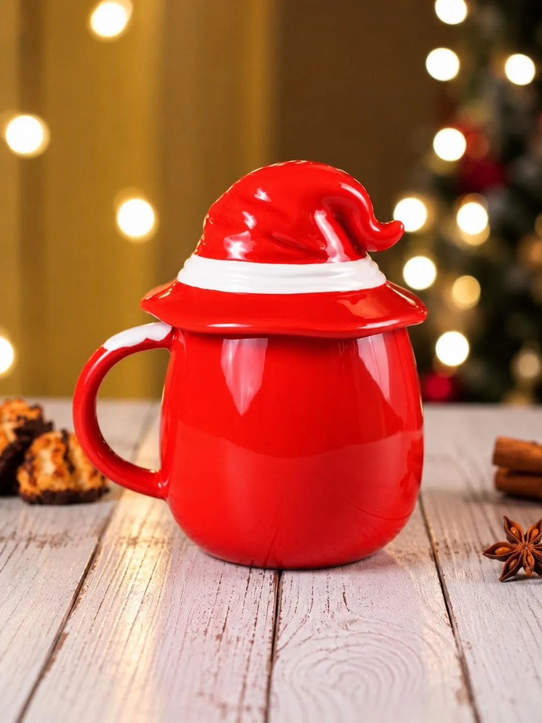 Pointed Hat Happy Santa Ceramic Hot Chocolate and Coffee Christmas Mug