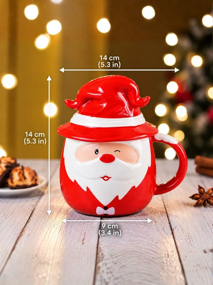 Pointed Hat Happy Santa Ceramic Hot Chocolate and Coffee Christmas Mug