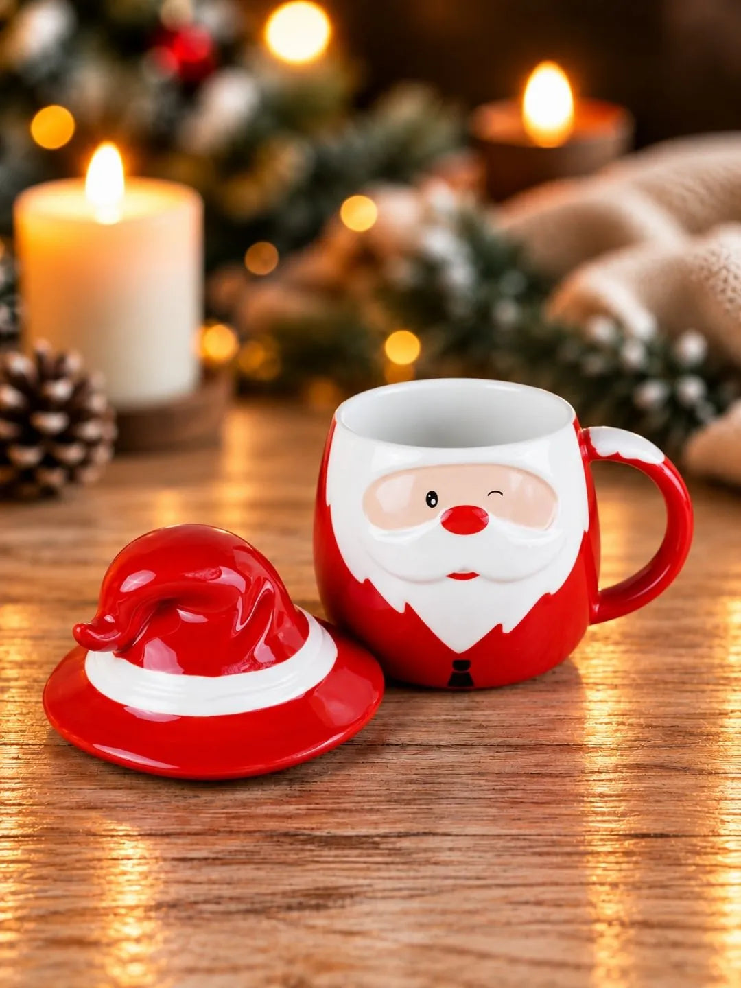 Pointed Hat Happy Santa Ceramic Hot Chocolate and Coffee Christmas Mug