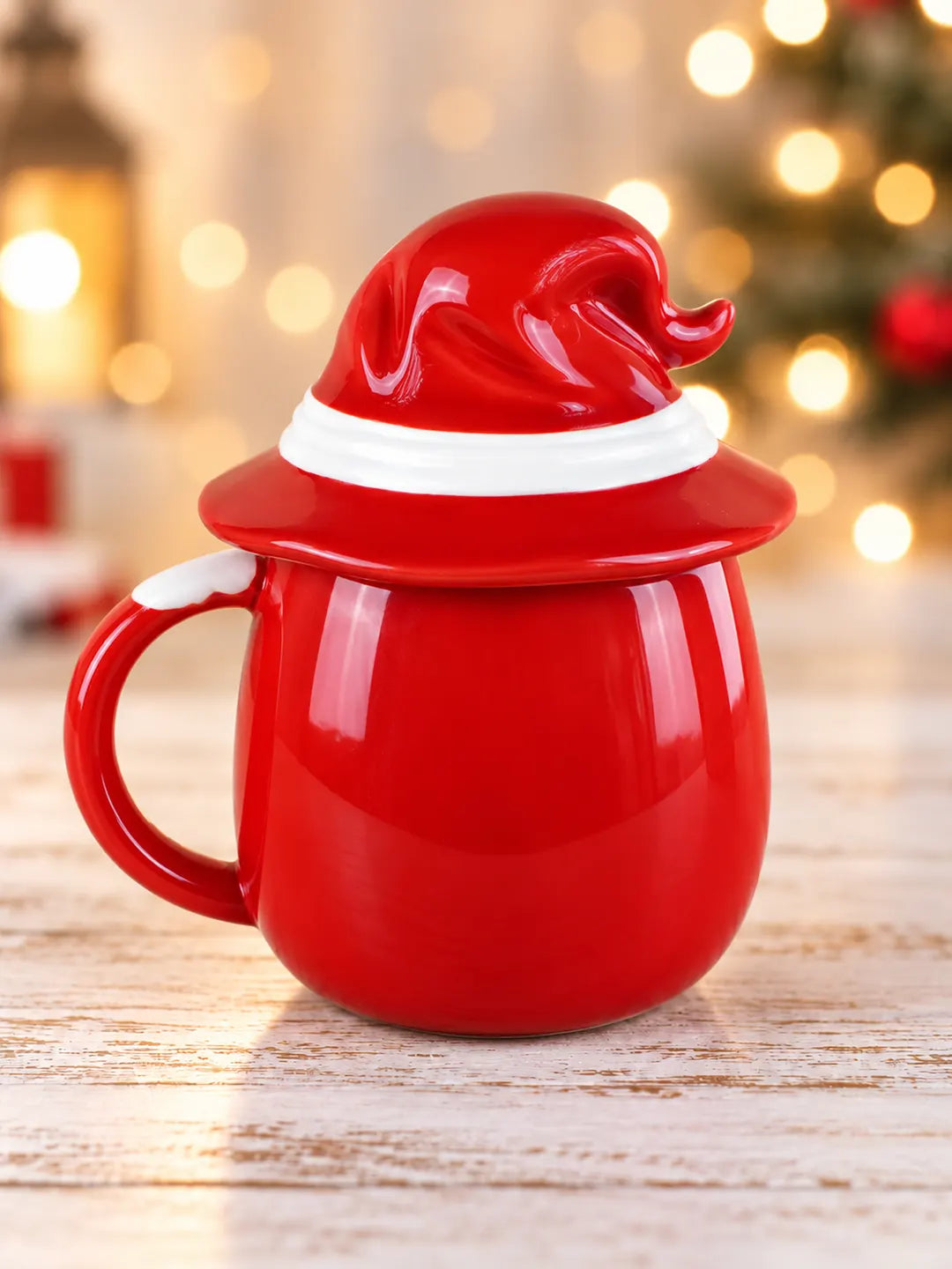 Pointed Hat Winking Santa Ceramic Hot Chocolate and Coffee Christmas Mug
